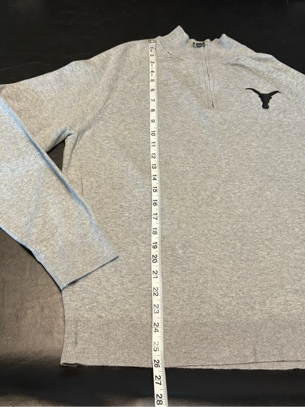 Brooks Brothers Gray Half-Zip Sweater with Black Longhorn Motif size L